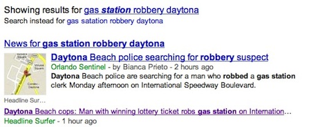 Google search shows news sources / Headline Surfer
